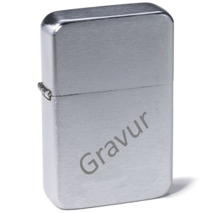 Sturmfeuerzeug - chrom geb�rstet - mit Gravur