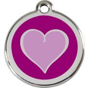 Red Dingo Marke f�r Hunde - Motiv: HERZ PINK/VIOLETT - Sie erhalten diese Hundemarke inclusive  Lasergravur  auf der R�ckseite. Die Gravur ist bereits im Preis enthalten. Wir gravieren z.B. den Namen Ihres Hundes und Ihre Handynummer.  Alle Red Dingo Marken sind vollkommen k...