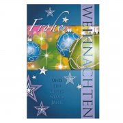 Weihnachtskarte blau Motiv: Weihnachtskugeln incl. Eindruck eines von Ihnen vorgegebenen Textes - Weihnachtskarte blau Motiv: Weihnachtskugeln (incl. Eindruck eines von Ihnen vorgegebenen Textes)    Bestellen Sie die Weihnachtskarte gleich mit!  Der von Ihnen vorgegebene Text wird auf ein Einlegeblatt aus Seidenpap...