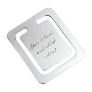 Lesezeichen mit Gravur - Diese  Lesezeichen  mit Widmung macht jedes Buch zu einem ganz pers�nlichen Gegenstand.   Die Lasergravur auf dem Metall erscheint gestochen scharf als dunkle Schrift.   Material:  Metall, matt   Gravurm�glichkeiten:  vo...