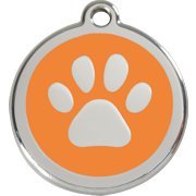 Red Dingo Marke f�r Hunde - Motiv: PFOTE ORANGE - Sie erhalten diese Hundemarke inclusive  Lasergravur  auf der R�ckseite. Die Gravur ist bereits im Preis enthalten. Wir gravieren z.B. den Namen Ihres Hundes und Ihre Handynummer.  Alle Red Dingo Marken sind vollkommen k...