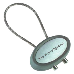 Schl�sselanh�nger oval grau incl. Gravur