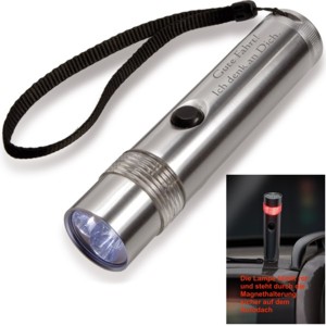 gro�e Notfall-LED-Taschenlampe f�r das Auto, Magnethalterung, 3 Funktionen incl. Gravur