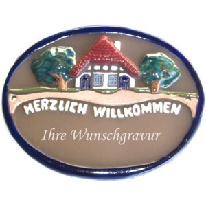 Keramikschild 19cm x 14,5cm mit Gravur