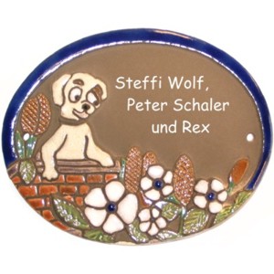 Keramikschild 16cm x 13cm mit Gravur