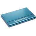 Visitenkartenetui - t�rkis mit Gravur - Visitenkartenetui, Alu - t�rkis    Dieses trendige  Visitenkartenetui  eignet sich auch hervorragend als Aufsteller f�r Messen oder den Schreibtisch  Ihre pers�nliche Lasergravur ist im Preis bereits enthalten.  Mit de...