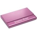 Visitenkartenetui - pink mit Gravur - Dieses trendige  Visitenkartenetui  eignet sich auch hervorragend als Aufsteller f�r Messen oder den Schreibtisch  Ihre pers�nliche Lasergravur ist im Preis bereits enthalten.  Mit dem Laser wird die  Gravur  dauerhaft i...