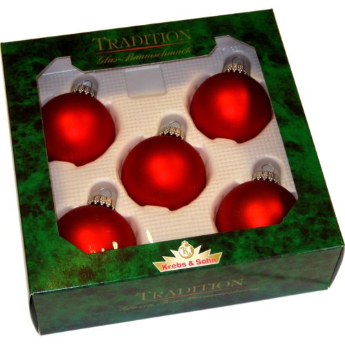 5 Christbaumkugeln - rot matt - mit Ihrem Wunschtext