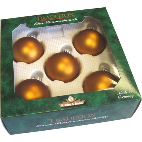 5 Christbaumkugeln - dunkelgold matt - mit Ihrem Wunschtext