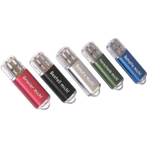 Wir lieben USB-Sticks! 8GB - Alu eloxiert - Farbe und Gravur nach Wunsch