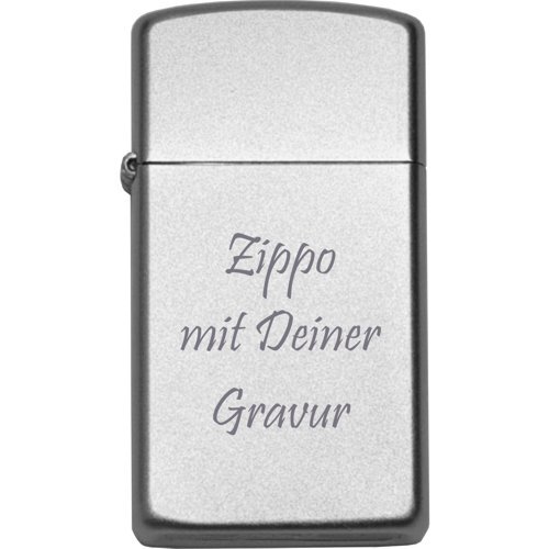 ZIPPO SLIM - Satin Chrome - mit Wunschgravur