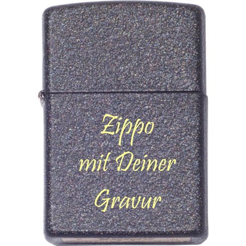 ZIPPO - Black Crackle - mit Wunschgravur