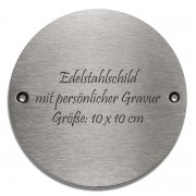 Gro�es rundes Edelstahlschild | Effekt Gravur