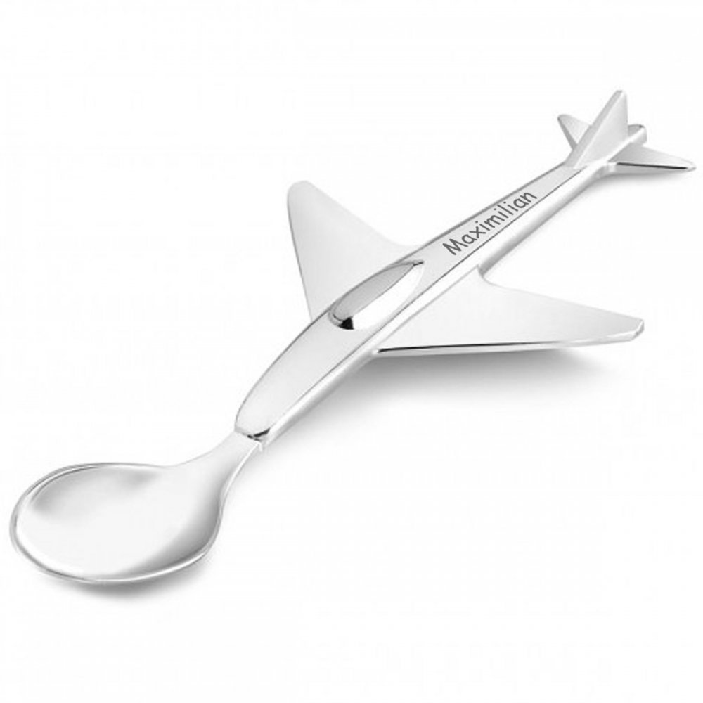 Breite 7 cm edel versilbert Länge 17 cm Kinderlöffel Flugzeug