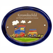 Keramikschild - Dampflok mit Gravur | Effekt Gravur