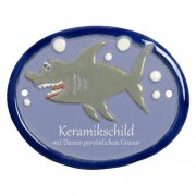 Keramikschild - Hai mit Gravur | Effekt Gravur
