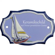 Keramikschild - Segelboot mit Gravur | Effekt Gravur