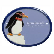Keramikschild - Pinguin auf Eisscholle mit Gravur | Eff