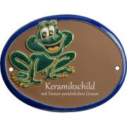 Keramikschild - Lachender Frosch mit Gravur | Effekt Gr