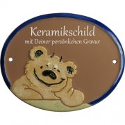 Keramikschild - Lachender B�r mit Gravur | Effekt Gravu