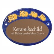 Keramikschild - Vier Elefanten mit Gravur | Effekt Grav