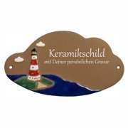Keramikschild - Rot-wei�er Leuchtturm mit Gravur | Effe