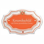 Keramikschild - Wei�er Bl�tenrand mit Gravur | Effekt G