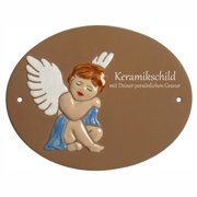 Keramikschild - 3D Engel mit Gravur | Effekt Gravur