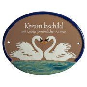 Keramikschild - Zwei wei�e Schw�ne mit Gravur | Effekt 