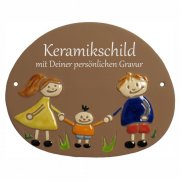 Keramikschild - Mutter, Vater, Kind mit Gravur | Effekt