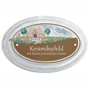 Keramikschild - Bauernhaus mit Mauer und Tor | Effekt G