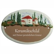 Keramikschild - Haus in Toskana mit Gravur | Effekt Gra