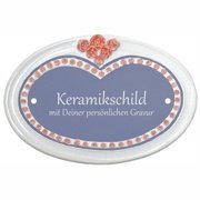 Keramikschild - Rosenbl�tenumrandung mit Gravur | Effek