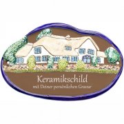 Keramikschild - Bauernhaus mit erhabenem Dach mit Gravu