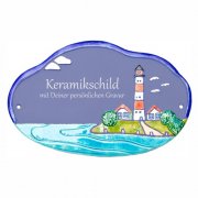 Keramikschild - Westerhever Leuchtturm mit Gravur | Eff