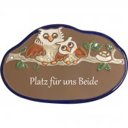 Keramikschild - Eulen auf Ast mit Gravur | Effekt 