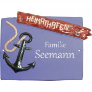 Keramikschild - Anker und Heimathafen mit Gravur | Effe