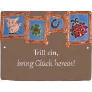 Keramikschild - Fenster zum Strand mit Gl�ck | Effekt G