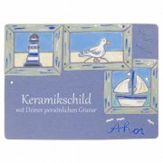 Keramikschild - Fenster zum Strand mit Gravur | Effekt 