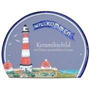 Keramikschild - WILLKOMMEN Leuchtturm mit Gravur | Effe