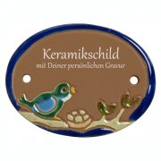 Keramikschild - Vogelnest auf Ast mit Gravur | Effekt G