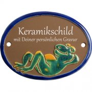 Keramikschild - Entspannter Frosch mit Gravur | Effekt 