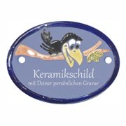 Keramikschild - Rabe auf Ast mit Gravur | Effekt Gravur