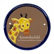 Keramikschild - Giraffe mit Gravur | Effekt Gravur