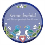Keramikschild - Vogelhochzeit mit Gravur | Effekt Gravu