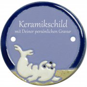 Keramikschild - Ein kleiner Seehund mit Gravur | Effekt