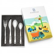 Kinderbesteck - Baufahrzeuge 4-teilig mit Gravur | Effe