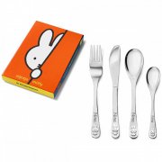 Kinderbesteck - Kaninchen miffy 4-teilig mit Gravur | E