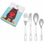Kinderbesteck - Teddy mit Herz 4-teilig mit Gravur | Ef