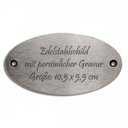 Kleines ovales Edelstahlschild | Effekt Gravur